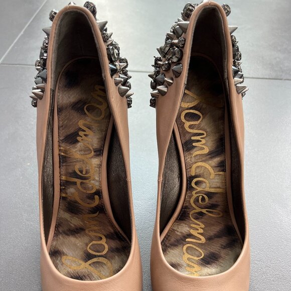 Sam Edelman Spiked Nude Heels Size 8 - Picture 2 of 3